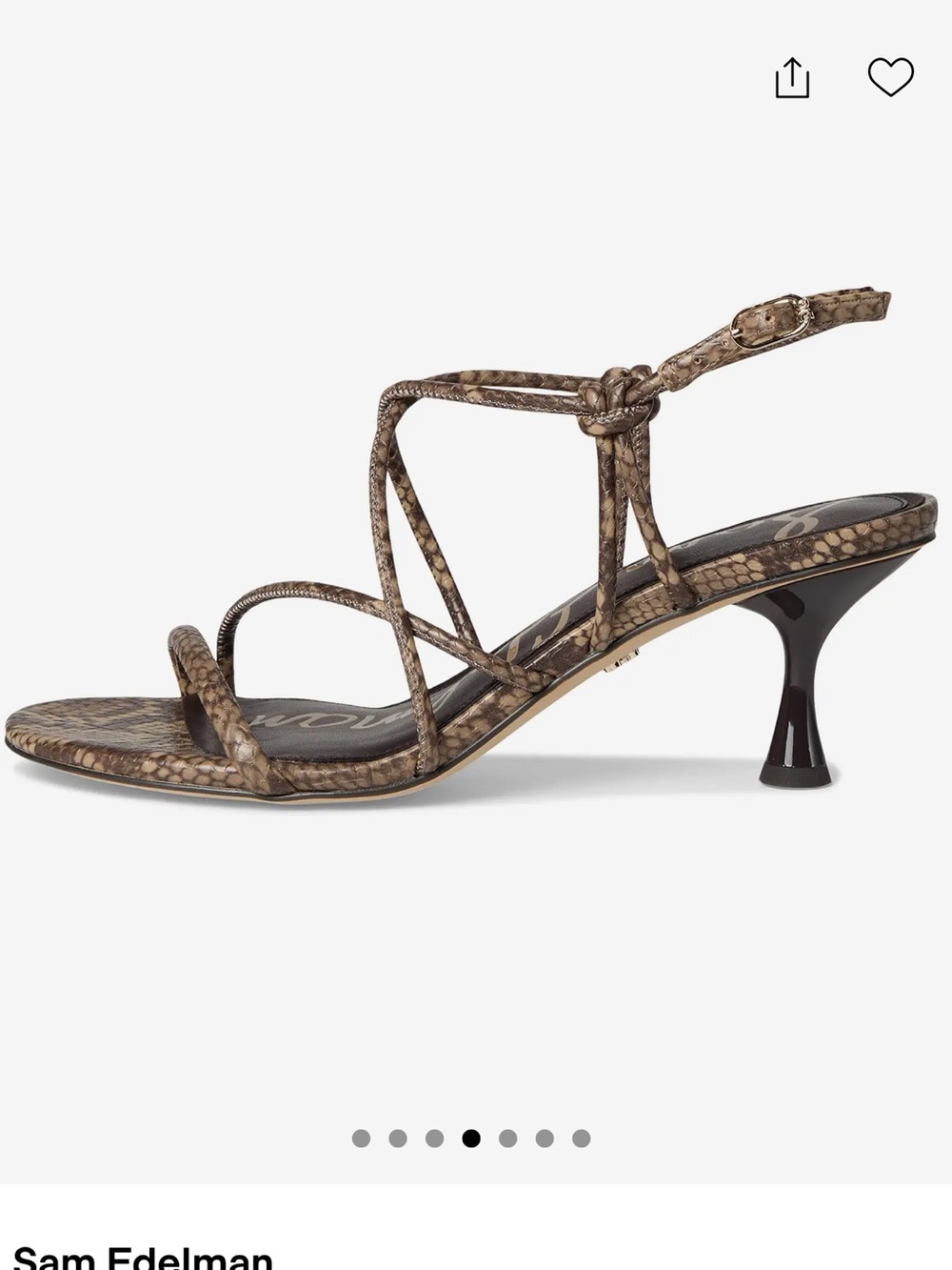 Sam Edelman Brown Snake-Print Knotted Strappy Heeled Sandals - Picture 3 of 7